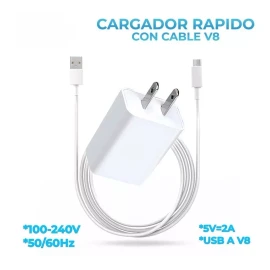 EGTMA Kit 3 Piezas Cargadores Micro Usb V8 Para Teléfonos 5v 2a