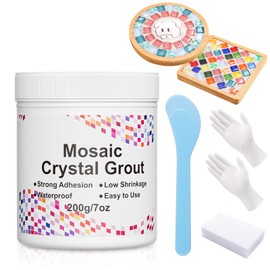 Mosaic Tile Grout, Mosaic Crystal Grout for Crafts, Essential for Handmade Grouting, DIY Projects Accessories Transparent Crystal Sanded, Mosaics Crystal Sealant for All Tiles (Translucent, 7oz)