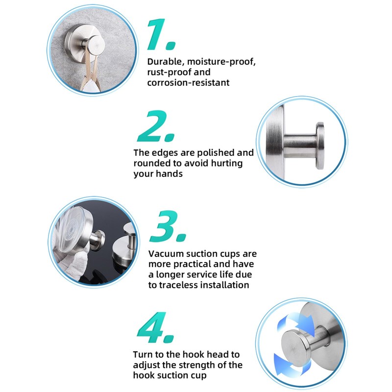 XIANTIAN Luxe Hold No-Drill Hooks,2024 Upgraded Stainless Steel Waterproof Hooks