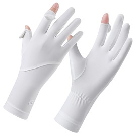 SUJAYU Ultra Thin Full Finger UV Protection Gloves Driving Gloves Women, Breathable Touchscreen UPF Glove Sun Protection Glove (White, Medium)