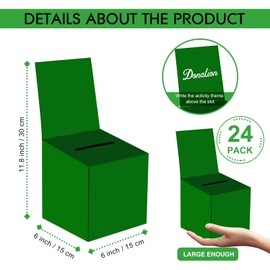 zzhxkjhky 24 Pack Raffle Boxes Ballot Box Suggestion Box with Slot, 6 x 6 x 6 Inch Cardboard Raffle Boxes with Slot for Ticket and Removable Header for Collecting Business Card Voting Contest (Green)