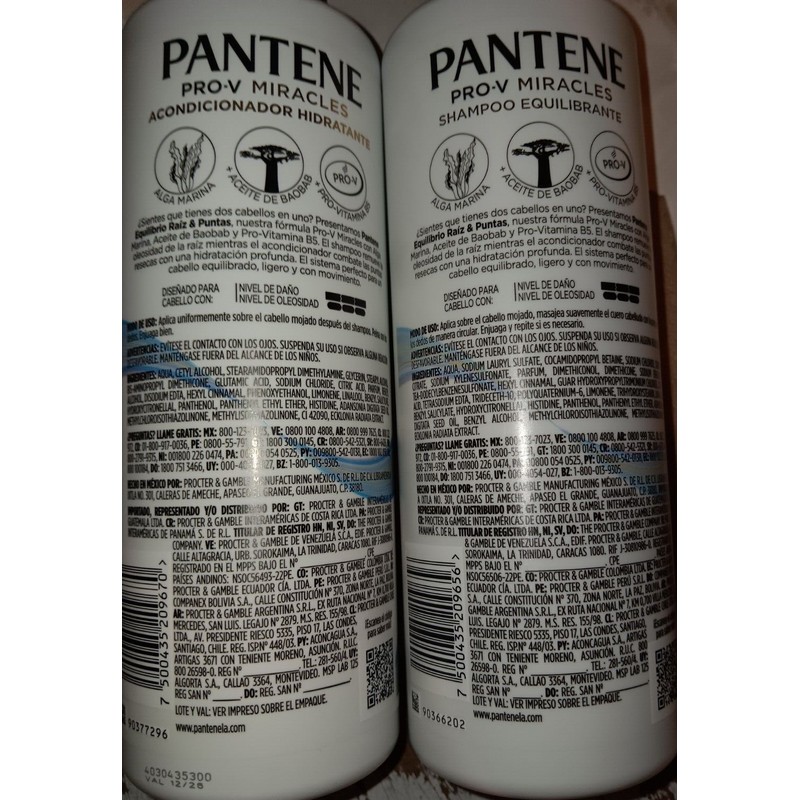 PANTENE Hidratante Equilibrio Raíz y Puntas Pro-V SHAMPOO Y ACONDICIONADOR