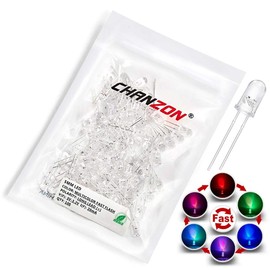 CHANZON 100 pcs 5mm RGB Multicolor Fast Blinking (Multi Color Changing) Dynamics LED Diode Lights (Flashing Round DC) Bright Lighting Bulb Lamps Electronics Components Flicker Light Emitting Diodes