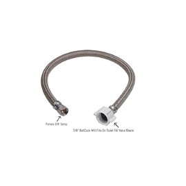 EZ-Fluid 20-Inch x 3/8 Female Compression Thread x 7/8" Ballcock Toilet Water Supply Connector Line Braided Stainless Steel, Toilet Supply Line (Pack 1)