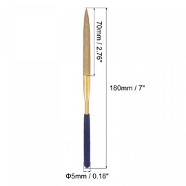 sourcing map Diamond Needle File Titanium Coated Half Round Files Hand Tool with TPU Handle for Metal Stone Wood 5 mm x 180 mm Pack of 2