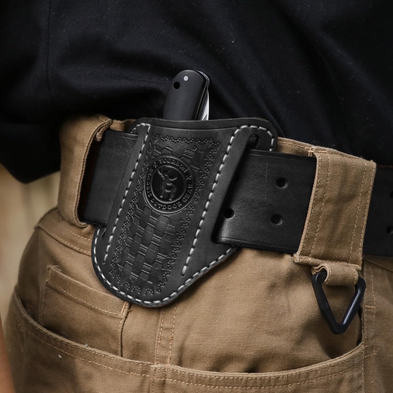 Tourbon Leather Pocket Folding Knife Sheath for Belt EDC Men