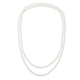Bruislard Pearl Necklace White 150 cm, Imitation Pearls Long Chain, Women's Pearl Necklace, Elegant Artificial Pearl Necklace for Party, Prom, Wedding, Festival
