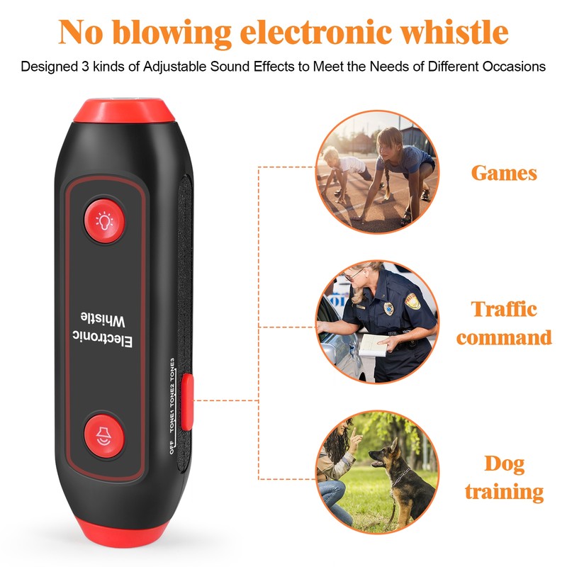 Electronic Whistle Handheld Electric Whistle with Lanyard SOS Light Flashlight