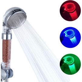 Comely LED Hand Shower Head, LED Hand Shower with Colour Changing Shower Head LED Temperature Controlled with 3 Colours Change for Bathroom, Economy Shower Head (Shower Head without Hose), Chrome