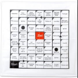 Fun Drinking Games as a Table Cloth, 70 x 70 cm, Playing Fields with Tasks & Questions for Party, Festival, Camping, Party Game for Birthdays, Fun Drinking Game, Party Cracker, Board Game, Drinking Game