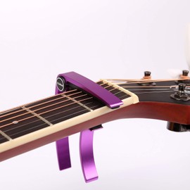 Guitar Capo, Meeland Purple Aluminium Guitar Capo Key Clamp for Acoustic Guitar/electric guitar/Ukulele/Bass With Guitar Picks and Leather Picks Holder and Bridge Pins Puller Included