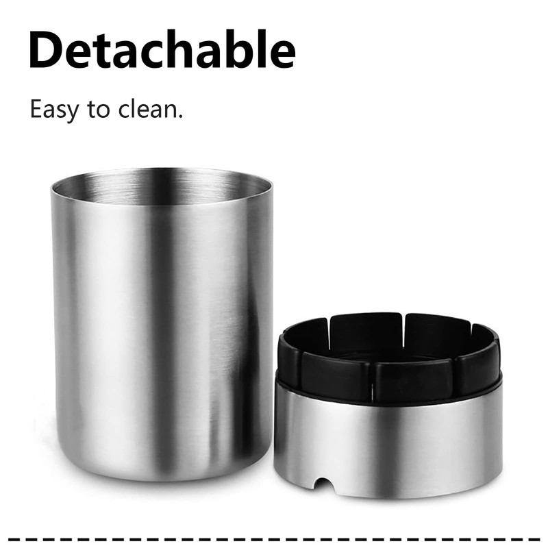 WANGCL Stainless Steel Car Ashtray with Lid, Car Ashtray, Odourproof,