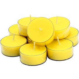 DEYBBY Aromatherapy Soy Wax Tea Candle, Lemon Scented Clear Cup Summer Candles Gift for Home|4 Hour Burn Time|Smokeless& Long Lasting|Great for Bar, Dinner (Pack of 12)
