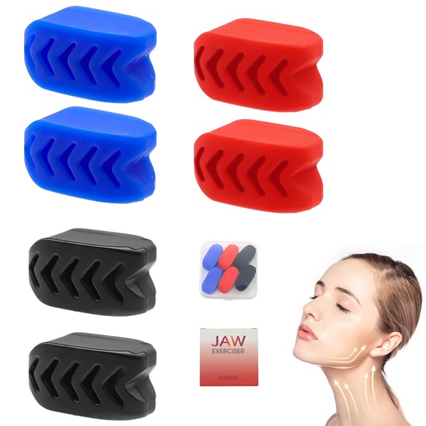 Jawline Trainer, Pack of 6 Jaw Trainers, Jaw Trainer for Men and Women, 3 Levels Jaw Exerciser, 40 lbs 50 lbs 60 lbs Double Chin Remover, Jawline Fitness Ball of the Jaw Line, Jaw Training
