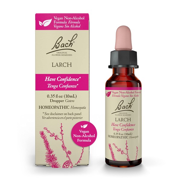 Bach Original Flower Remedies, Larch for Confidence (Non-Alcohol Formula), Natural Homeopathic Flower Essence, Holistic Wellness and Stress Relief, Vegan, 10mL Dropper
