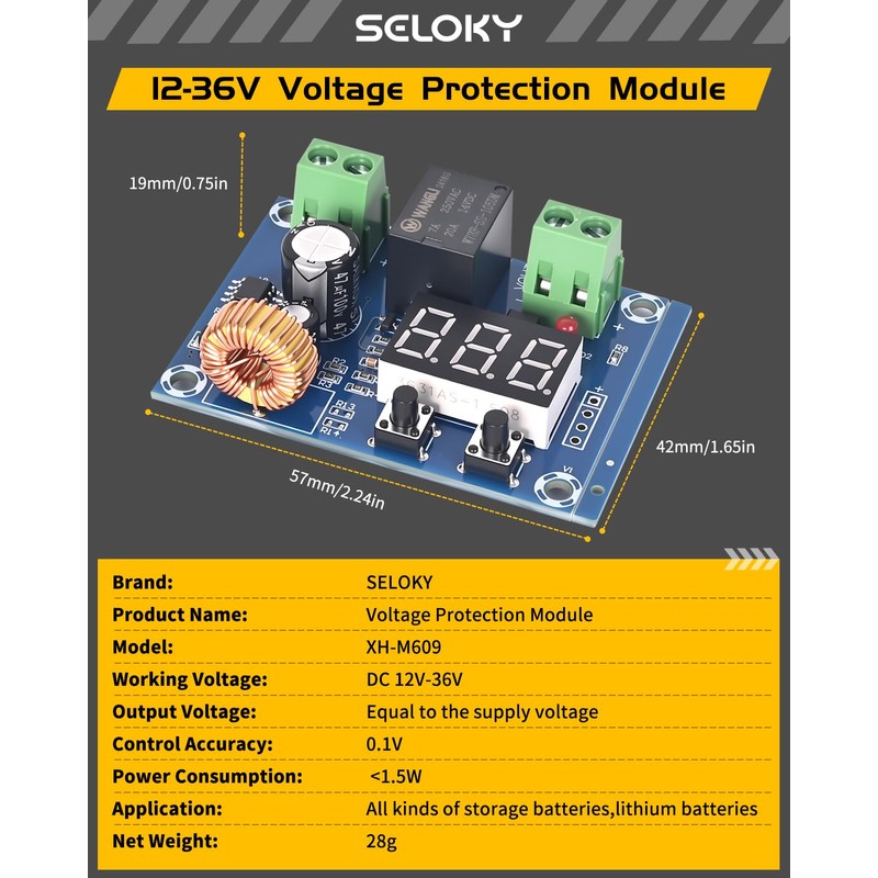 Seloky 10PCS Digital Low Voltage Disconnect Switch 12V-36V DC Over-Discharge