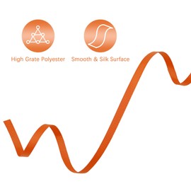 Lrybbon Double Face Orange Grosgrain Ribbon for Gift Wrapping 1/4 inch×50 Yards Ribbon Ideal for Sewing Hair Bow Flower Bouquet Crafts Weddings Floral Arrangements