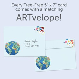 Tree-Free Greetings Thinking of You Greeting Card 2 Pack Eco Friendly Made in USA 100% Recycled Paper 5"x7" You Mean the World (GT65322)