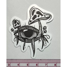 Unbranded Evil Eye B&W Art Mushrooms - Hippie Theme Psychedelic Pen And Ink Style EMO