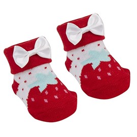 Metzuyan Baby Girls Socks Strawberry Booties Fruity Dotted Pink Socks Raspberry 6-12 Months