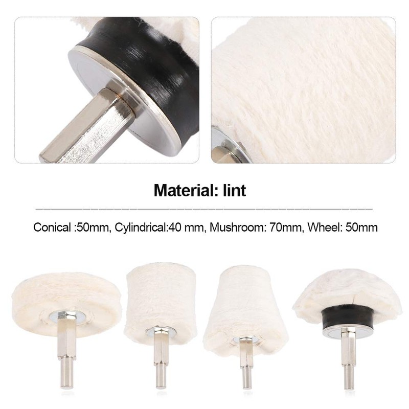4pcs Polishing Buffing Pad Buffing Wheel Drill Kit Mop Cone