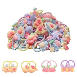 ZHOUMEIWENSP Small Hair Ties for Thin Hair,40 PCS Baby Hair Accessories Candy Finger Hairbands Cute Flower Elastic Rubber Bands for Baby Infants Littler Girls (animals)