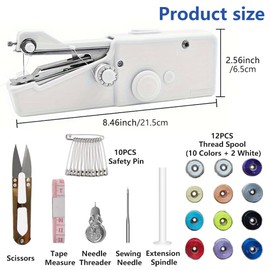 POHOVE 29pcs Mini Sewing Machine, Hand Sewing Machine, Mini Portable Electric Sewing Machine, Handy Portable Sewing Machine for Beginners, Easy to Use and Quick to Sew