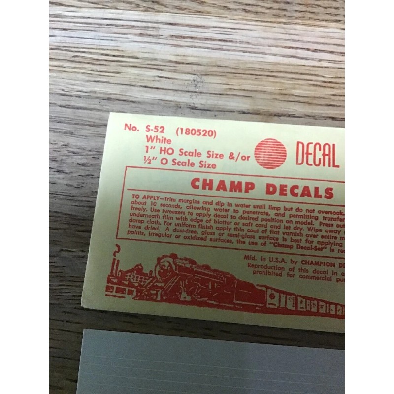 Champ Decals HO Champ Decals S-52 White Stripes