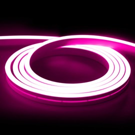 iNextStation 12V Pink Neon LED Strip Light 5 Meter, LED Strip Light Flexible Cuttable Waterproof IP65 for Indoor Home Kitchen Bar Festival [Only Strip]