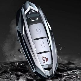 bravo Metal Alloy Car Key Case Fob Chain Holder Cover For Nissan Infiniti Accessories