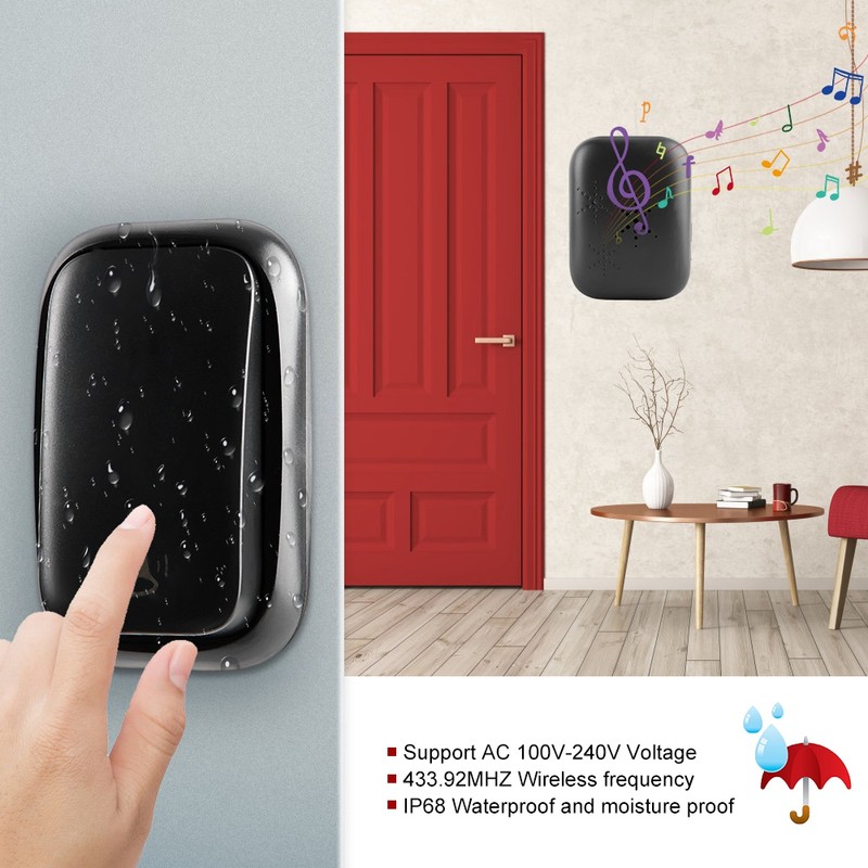Self Powered IP68 38 Chime Wireless Home Security Electric Doorbell(Model