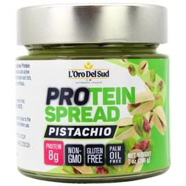 Pistachio Protein Butter Spread, High Protein, 8g Protein per serving, 7 oz, Italian Pistachio Cream Plus Protein, Non GMO, Vegan, Product of Italy, L’Oro Del Sud