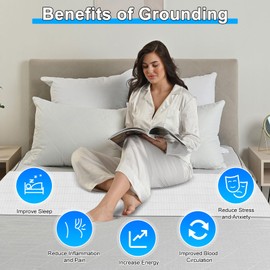 ConBlom Grounding Bed Sheet with Grounding Cord, Earthing Sheets 10% Silver Fiber & 90% Organic Cotton, for Improving Sleep, Better Working and Help with Anxiety 265 x 60cm (White)