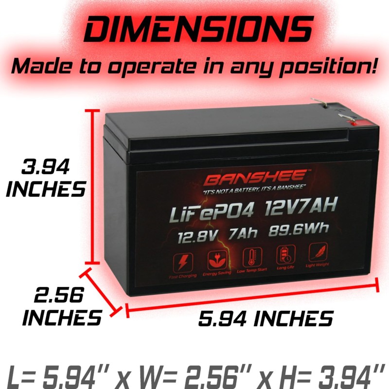 Banshee 12V 7Ah Lithium Battery Compatible with APC RBC2 Compatible,