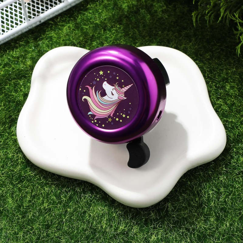 Sewroro Unicorn Bike Bell Purple Bicycle Handlebar Bell with Loud