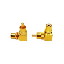 Voluty Tek Audio Video Connector RCA Female to Male Right Angle 90 Degree Adapter for Sound System 2pcs