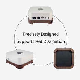 2024 Upgraded Mac Mini M4 Mount Includes Dust Plugs, Cooling Stand with Dustproof Mesh, Wooden Mac Mini Accessories, Heat Dissipation Base for Latest Apple Mac Mini M4 Pro, Port Dust Covers (Ultra)