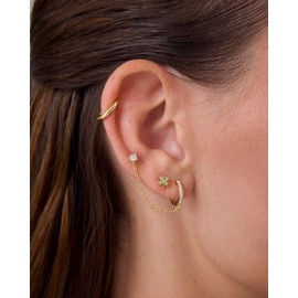 PAVOI Rhodium Plated 925 Sterling Silver Post Pair of Huggie Hoops for Women | Cartilage Helix Tragus Earrings, White Gold, No Gemstone