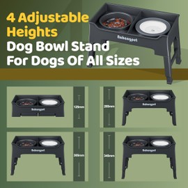 NAHANGPET 2-in-1 Elevated Dog Bowls, Mess-Proof Slow Feeder with No-Spill Water Bowl, 4 Height Adjustable, 2 Combination Options, Raised Bowl for Small, Medium & Large Dogs (Grey)