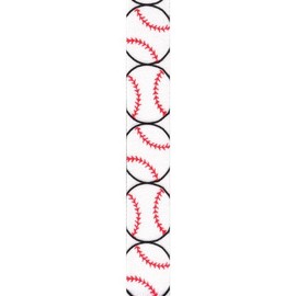 Offray Grosgrain Baseball Craft Ribbon, 7/8-Inch Wide by 25-Yard Spool, Red/White