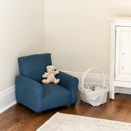 The Rose Hill Company Kid Rocking Chair for Toddlers, Child Chair for Little Kids, Upholstered Toddler Armchair for Children, Comfy and Cute Little Kid Chairs (Legs, Navy)