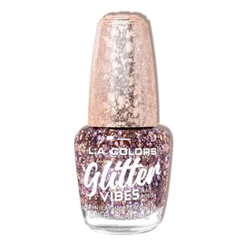L.A. COLORS Glitter Vibes Nail Polish, Pure Blush CNL355