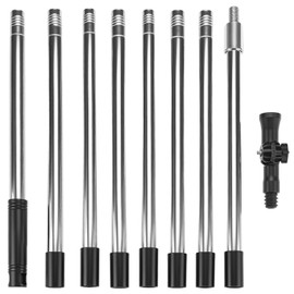 QWORK Multi-Purpose Splice Extension Pole – Adjustable 2-11 Feet with 180° Swivel Head, Stainless Steel & Aluminum Alloy Paint Roller Pole