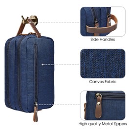 WANDF Toiletry Bag Small Nylon Dopp Kit Shaving Kit Lightweight Shaving Bag for Men and Women (B-Blue)