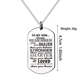 KENYG Inspirational Necklace To My Son Dog Tag Box Chain Venetian chain Necklace Mens Fashion Jewellery