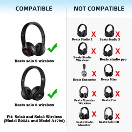 MusiDianTang Earpads Cushions Replacement for Beats Solo 2 & Solo 3 Wireless On-Ear Headphones, with Soft Protein Leatherette Ear Cushions and Acoustic Foam Earcups (Blue)