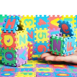 36 PCS Foam Play Mat 2 x 2 Inch Interlocking Alphabet and Numbers Mini ABC Mats for Floor Colorful Alphabet Mats Foam Letter Mats for Floor, Soft EVA Tiles Reusable Easy to Clean