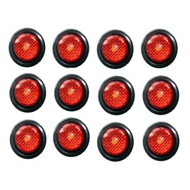 12 Red LED 2" Round Clearance / Side Marker Light Kits with Light and Grommet Truck Trailer RV