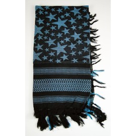 Tapp Collections Premium Star Pattern Shemagh Head Neck Scarf - Turquoise Blue/Black