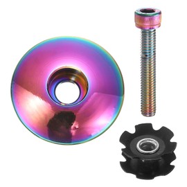 sourcing map 1 1/4" OD Bicycle Headset Stem Top Cap Aluminum Alloy Star Nut Cycling Headset Cover Stem with M6 Bolt for Mountain Bike Road Bike MTB, Colorful